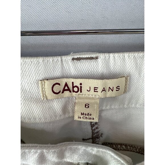Cabi White Denim Jeans Womens Size 6 Embroidered Back Pockets Slim Fit - Picture 6 of 6